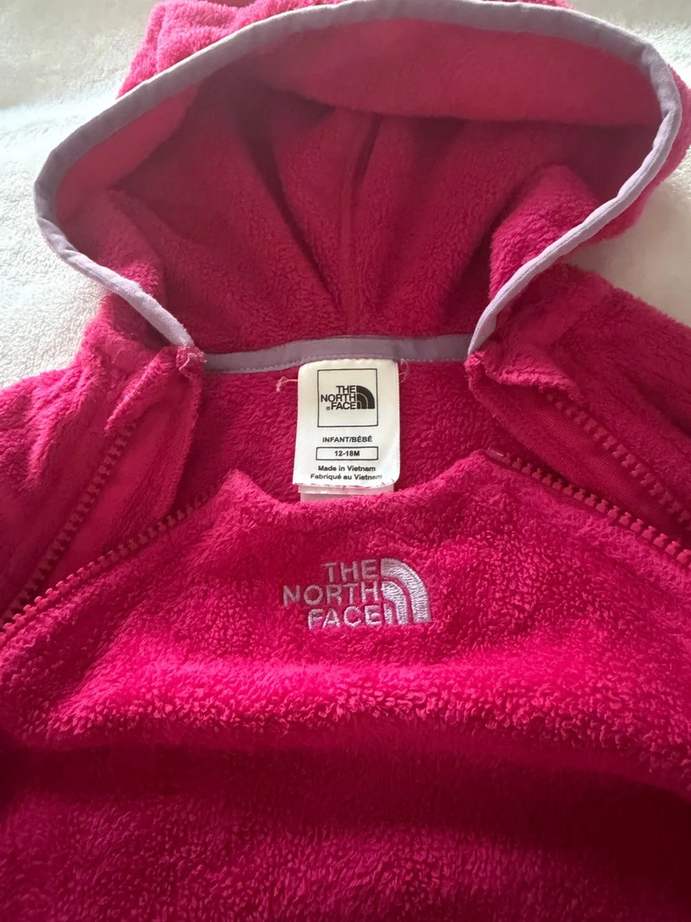 The North Face Bright Fuchsia Infant Fleece Buntingsz 12-18 mo.